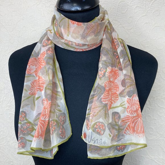 Vera Neumann 60s Butterfly Vintage Silk Chiffon Oblong Scarf - Picture 5 of 9